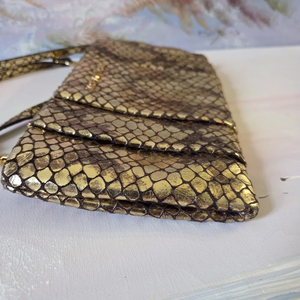 Michael Kors Metallic Snakeskin-Effect Gold Dark Undertone - Picture 16 of 16